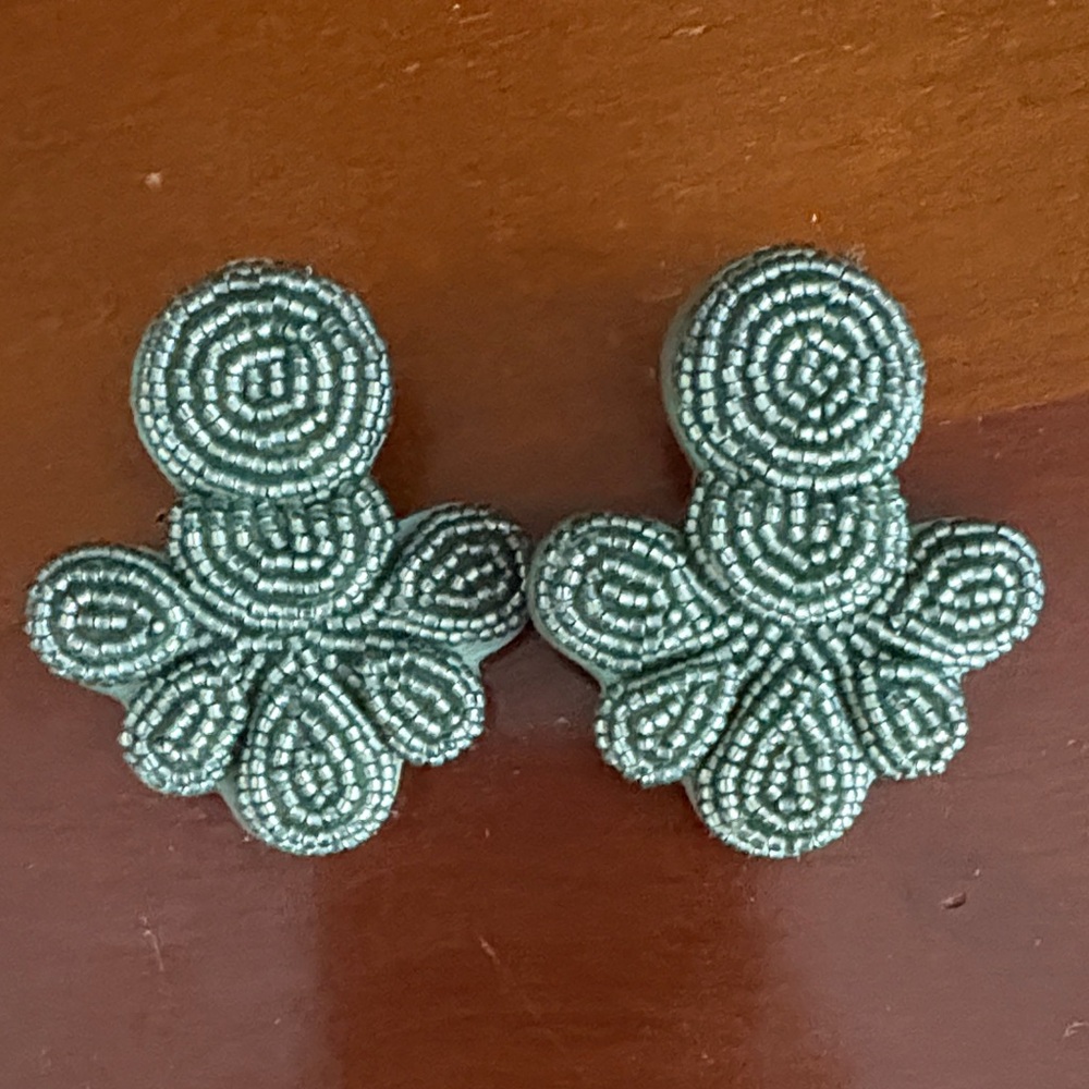 J. Crew Intricate Green Beaded Earrings